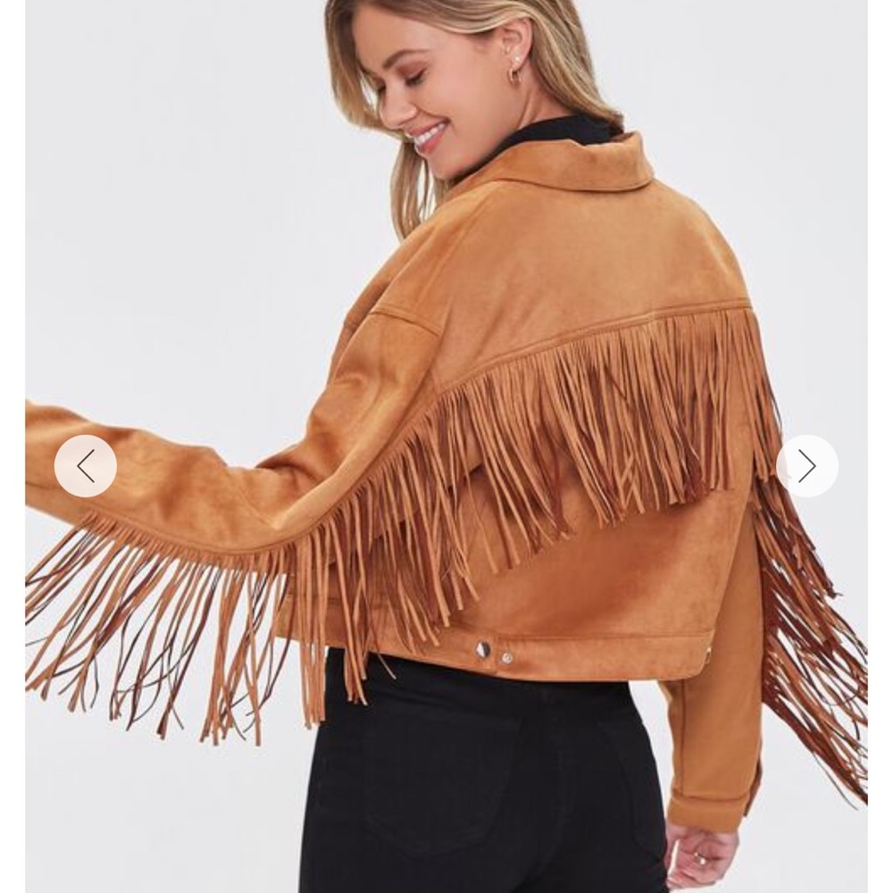 NWOT Faux Suede Fringe Jacket size S